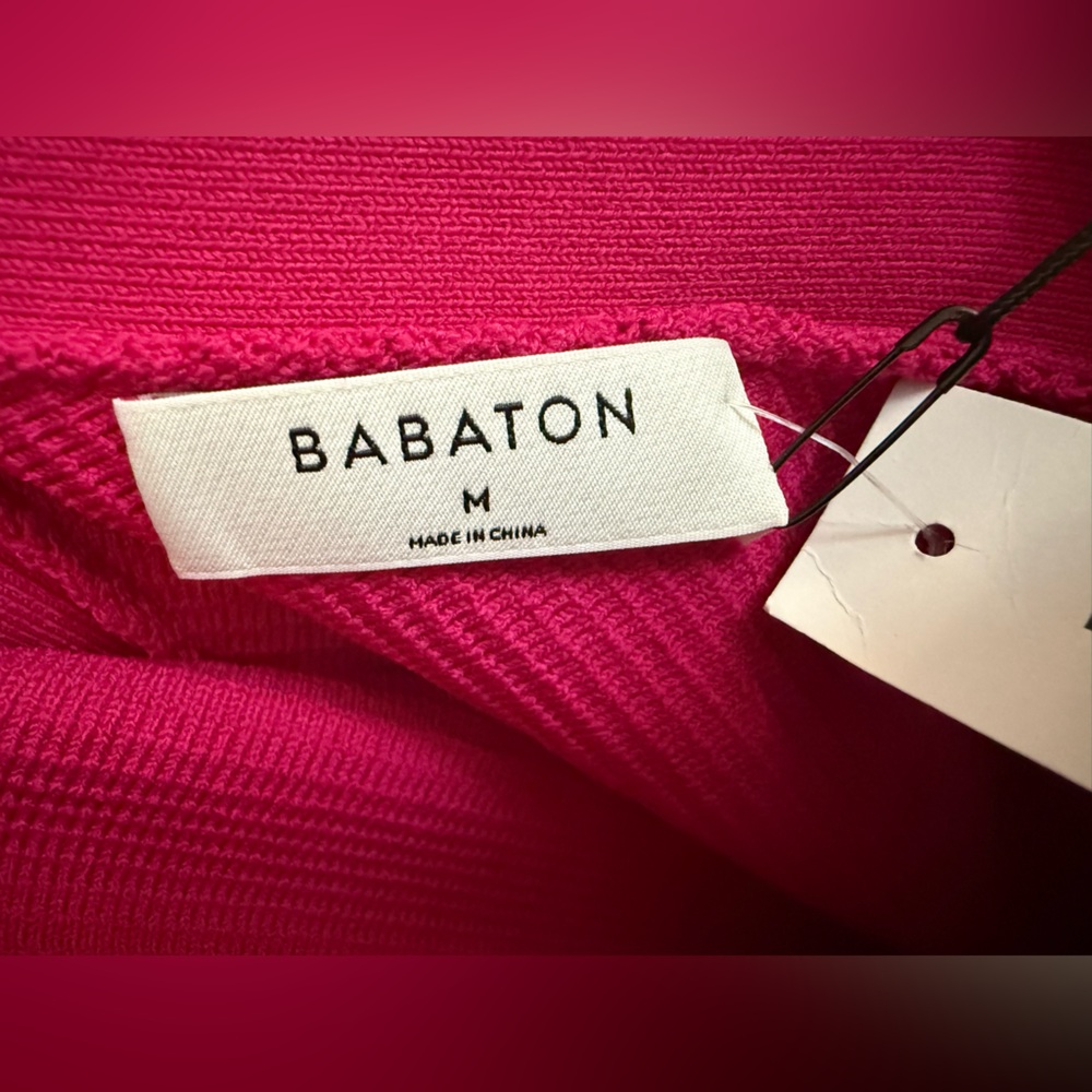 Aritzia Babaton Sculpt Knit Cross Dress Granita Pink Rose Granite Sz M - Picture 6 of 6